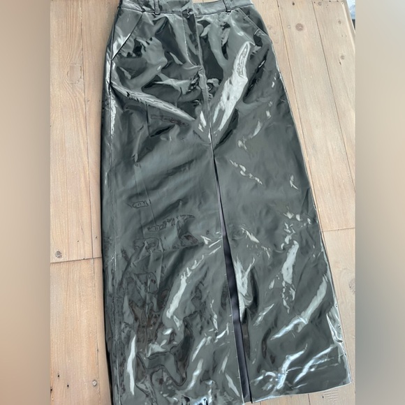 Veronica Beard patent jet black long maxi skirt NWOT
